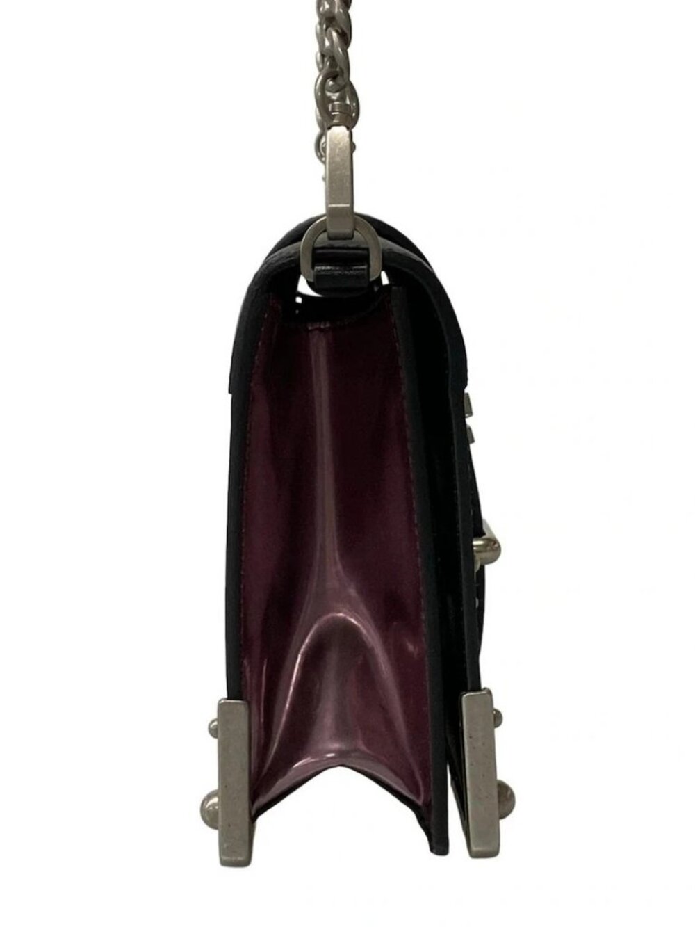 PRADA CAHiER Purple Black Silver Patent Leather Leather Shoulder Bag - Picture 2 of 15